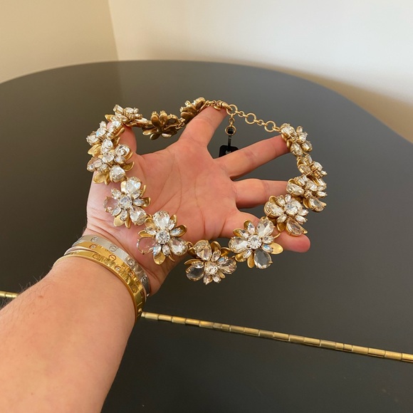 NWT luxe party authentic classic J. Crew flower bomb crystal statement necklace - Picture 11 of 17
